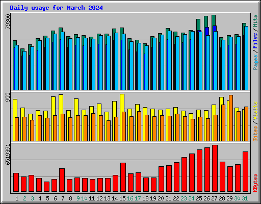 Daily usage for March 2024