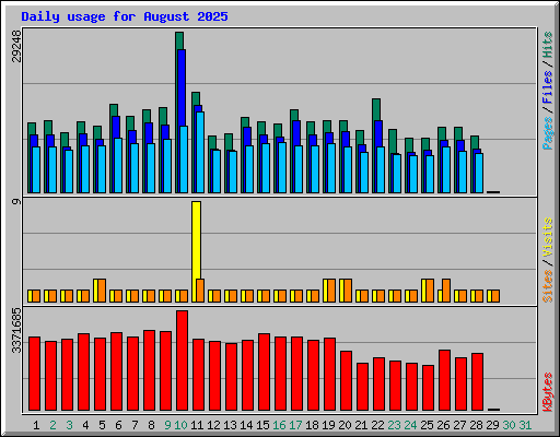 Daily usage for August 2025