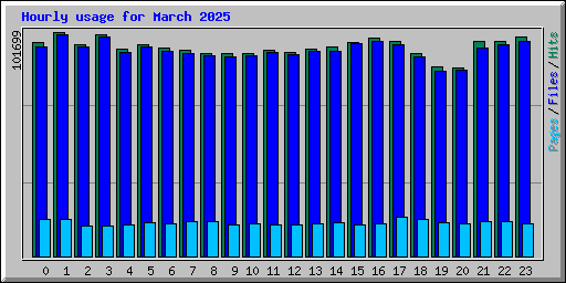 Hourly usage for March 2025